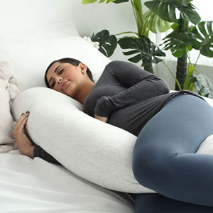 Decorem U-Shape Full Body Pregnancy Pillow for Pregnant Women (Light Gray, Detachable)
