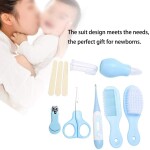 Baby Grooming Set 8 in 1 Baby Brush/Nail Clipper/Nose Cleaner/Finger Toothbrush/Nail Clipper/Nail Art Set for Baby Care Keep Healthy and Clean (blue)