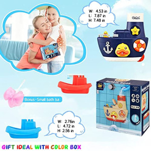 Bath Toys, Fill and Spin Boat with Suction Cups, Shower Gel Box, Floating Duck, 2 Stacking Boats, Bathtub Tub Wall Toys