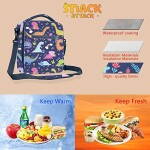 Lunch Bag for Kids,Dinosaur theme Insulated Blue Lunch Bag & Side Mesh Pocket, for Boys Girls, Child Thermal Tote Cooler Bag Portable Leak Proof