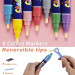 The Best Crafts Chalk Marker, 8 Metallic Colors Bold Chalk Pens, Dual Tip Liquid Chalk Pens for Painting and Drawing, Art Supplies for Kids, Students