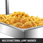 Food Heat Lamp Food Warmer, Commerical French Fry Warmer Food Showcase Stainless Steel 201 Body Fries Warming Dump Station