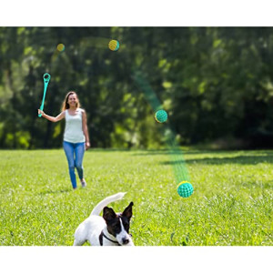 Dog Toy Ball Launcher, Interactive Dog Toys,Launcher Ball Thrower for Dogs,Outdoor Play Dog Ball Launcher,Durable TetherDog Throwing Stick (Lake Blue)