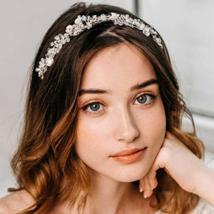 Crystal Wedding Headband,  Silver Bridal Headpiece, Jewelry Band Rhinestone Hairpiece, Women Hair Accessories for Brides (1PCS)