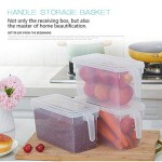 Food Storage Boxes With Lids Freezer Safe 3 Pcs 4.7L Large Plastic Kitchen Refrigerator Stackable Food Fruit Storage Containers With Handle RuiXia