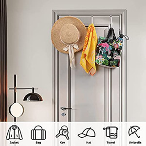 Over The Door Hooks 6 Pack Over The Door Towel Hanger for Coat Hangers Sturdy Stainless Steel Hooks for Hanging Coats