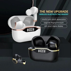 T28 Wireless Bluetooth Headphones, TWS Fingerprint Touch Earbuds, Digital Display Smart, HiFI Stereo In-Ear Wireless Sports Earbuds White