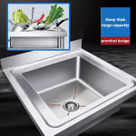 Stainless Steel Kitchen Integrated Freestanding Kitchen Sink Single Bowl, Free Standing Commercial Restaurant 