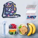 Lunch Bag for Kids,Dinosaur theme Insulated Blue Lunch Bag & Side Mesh Pocket, for Boys Girls, Child Thermal Tote Cooler Bag Portable Leak Proof
