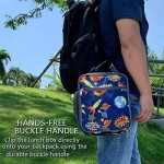 Lunch Bag for Kids, Space Rocket Insulated Blue Lunch Bag & Side Mesh Pocket, for Boys Girls, Child Thermal Tote Cooler Bag Portable Leak Proof