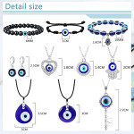11Pcs Evil Eye Necklace Pendant for Women Men Leather Rope Evil Eye Earrings Protection Bracelet Jewelry Set Evil Eye Charms