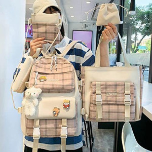 School Bags for Girls, 5pcs Laptop Backpacks Set, Cute School Book Bag, Lunch Bag, Pencil Case, bts Merchandise Gifts for Girls