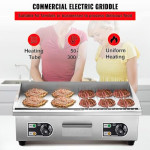 220V 4400W Cooking Hotplate BBQ Grill, Commercial Electric Griddle, 50-300 Temperature Adjustable,