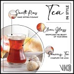 Vikko Turkish Tea Glasses & Saucers: 4 Oz Turkish Tea Cups - Turkish Glass Tea Set For Six - Tea Cup Glass - Clear Glass Tea Cups And Saucers - Turkish Tea Cup Set