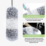 Feather Duster, Microfiber Duster, Improved Long Pole Duster (30 to100 inches), Microfiber Bendable Head & Scratch-Resistant Hat