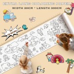 Children's Drawing Paper Roll, Colouring Paper Roll for Kids, 300 * 30cm Large Colouring Poster for Toddlers, Stick able Drawing Paper Roll
