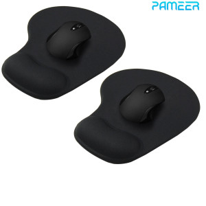 2 Pack Ergonomic Mouse Pads with Comfortable and Cooling Gel Wrist Rest Support and Lycra Cloth Non-Slip PU Base