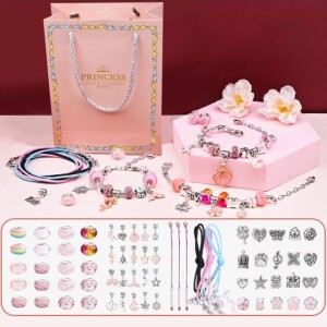 Bracelet Making Kit for Girls,66pc Charm Bracelets Kit with Jewelry Box,Jewelry Charms, Bracelets for DIY Craft