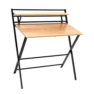 InHouse Folding Desk for Small Space, 2 Tiers Computer Desk with Shelf Home Office Small Desk with Metal Legs