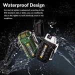 Rechargeable Dual Arc Electric Lighter � Waterproof � Flameless and Windproof - for Daily Use, Camping, Hiking, Outdoor Adventure (Green Camouflage)