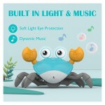 Crawling Crab Baby Toys with Music and LED Light for Kids Toddles - Interactive Infrared Induction Toys with Automatically Avoid Obstacles - USB Rechargeable Electronics Toys