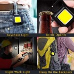 ECVV ?SHOWAY Small Mini COB Pocket Magnetic Flashlights Powerful 500 High Lumens Bright Rechargeable Keychain Work Light Flashlight Pack 2