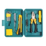 Tool Set, 12-Piece General Household Basic Hand Tools Kit with Plastic Toolbox Storage Case, Ideal for Home Repairing & Maintenance