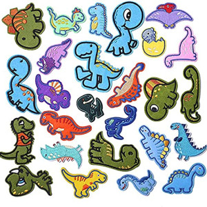 26 Pieces Embroidered Dinosaur Iron on Patches Assorted Styles DIY Accessories,  Applique Patches