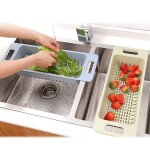 Collapsible Over the Sink Colander Fruits and Vegetables Drain Basket Adjustable Strainer Sink Washing Basket for Kitchen