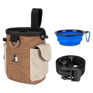 Dog Treat Bag, Dog Treat Training Pouch Built-In Bag Dispenser,Treat Training Bag with Waist Belt and Shoulder Strap for Treats