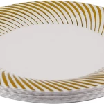 Rosymoment Disposable Party Plate 10 Inch White And Golden Color 10 Pieces Set