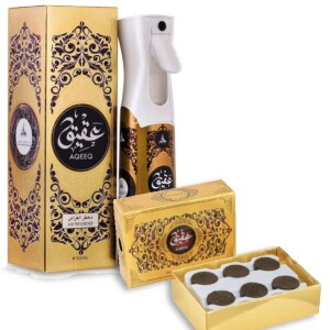 Aqeeq Exclusive Fragrance Gift Set - 320ml Air Freshener & 12pcs Royal Tablet Bakhoor