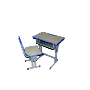 In House Children Study Table And Chair Set, Adjustable Height, Beige And Blue Color Steel