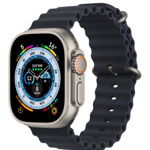 YOMNA Silicone Ocean Band Strap Compatible for Apple Watch Ultra 49mm Midnight Black