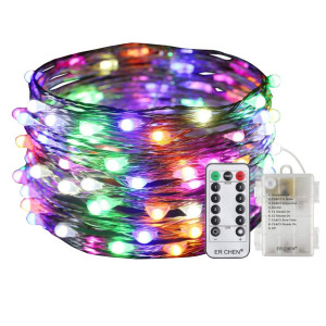 Multicolor Remote Control Fairy String Lights 33 feet 100 LEDs Battery Operated LED Strip for Christmas EID Ramadan