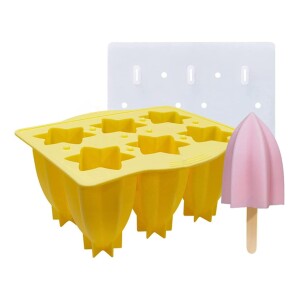 Popsicle Molds,Silicone Ice Pop Molds,6 Cavities Ice Pop Cakesicle Molds Yellow