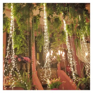 Garden Bunch Lights Waterfall Lights,Solar String Lights Outdoor 10 Strands 200 LEDs Branch Copper Twinkle Starry Fairy Lights Waterproof for Garden Wedding Party Decoration