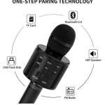 Portable Handheld Karaoke Wireless Microphone With Bluetooth Speaker WS-858 Black