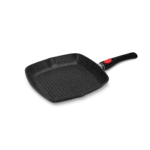EDENBERG Grill Pan With Lid 24cm / Resistant to scratching / PFOA Free Non-stick / Suitable for all types of cookers ,induction / Pressed Aluminum / Non-Heating Handle.