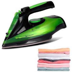 Portable Anti Drip Clothes Iron Steam with Non Stick Ceramic Soleplate 2400W Green