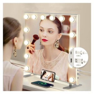 Vanity Mirror with Lights, Lighted Large Tabletop Vanity Mirror Hollywood Makeup Mirror with 14 Dimmer Bulbs for Dressing Room and Bedroom