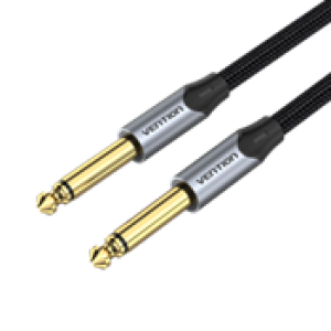 Cotton Braided 6.5mm Male to Male Audio Cable 1M Gray Aluminum Alloy Type