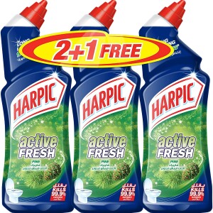 Harpic Toilet Cleaner Liquid Active Fresh Pine, 750ml 2+1 Free