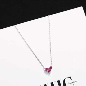 925 Sterling Silver Cute Mini Heart Short Clavicle Necklace + Bracelet For Women