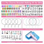 Charm Bracelet Making Kit for Girls, Beads Bangle Bracelet Necklace Making Kit for Beginners, DIY Toy Craft Jewelry Making Kit Set