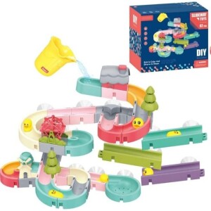 62 Pcs Baby Bath Toys with Wind-Up Duck,Bathtub Toy Water Slide Tub Shower Water Toys,Wall Track Building Set for Kids