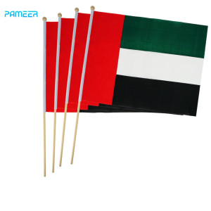 12 Pcs UAE National Day Celebration Flags Hand Held Flags Emirati National Days Flags Wooden Hand Grip UAE Flags