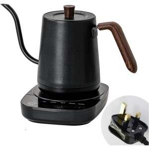 Gooseneck Electric Kettle Temperature Control 0.8L, 4 Modes Pour Over Coffee and Tea Kettle Wood Handle,1000W