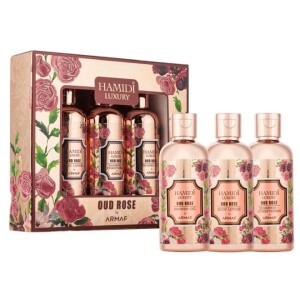 Luxury Oud Rose 3pcs Cosmetics Gift Set - Personal Care (Shower Gel + Body Lotion + Shampoo Conditioner)