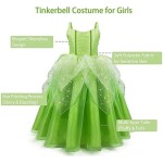 Princess Tinkerbell Fairy Costume for Toddler Girls,Elf Cosplay Dress Princess Costumes with Butterfly Wings,Tinker Bell Fairy Dress Up Outfit